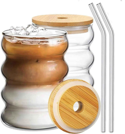 Wave Shape Glass with wood cap (Pack of 1)